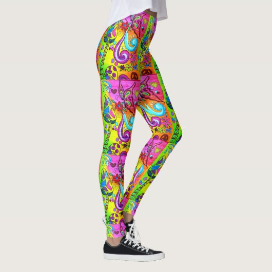 groovy psychedelic paddenstoelen leggings (Rechts)
