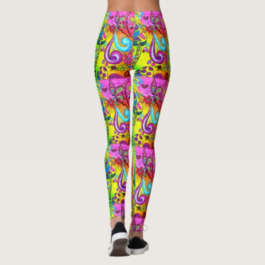 groovy psychedelic paddenstoelen leggings (Achterkant)