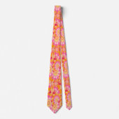 Groovy Psychedelic Pink Oranje Hippy Flower Stropdas (Voorkant)