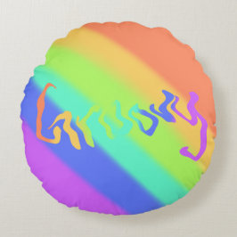 Groovy Psychedelic Rainbow Rond Kussen