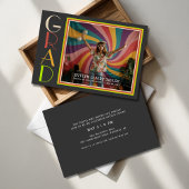 Groovy Psychedelic Retro Daisy Foto Afstuderen Kaart