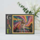 Groovy Psychedelic Retro Daisy Foto Afstuderen Kaart (Staand voorkant)