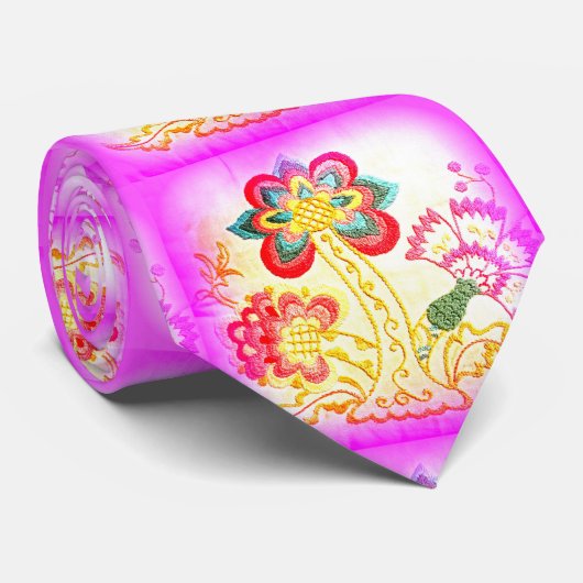 groovy psychedelic roze palm stropdas (Opgerold)