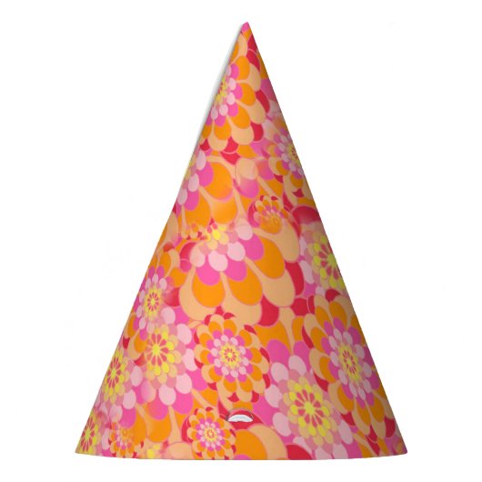 Groovy Psychedelic Roze Sinaasappel Hippy Bloem Ki Feesthoedjes (Links)