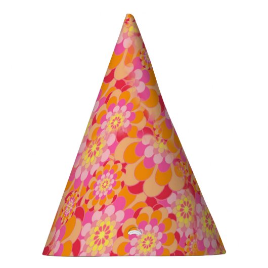 Groovy Psychedelic Roze Sinaasappel Hippy Bloem Ki Feesthoedjes (Rechts)