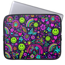 Groovy Psychedelic Smiley Face Laptop Hoes - 70s