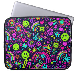 Groovy Psychedelic Smiley Face Laptop Hoes - 70s