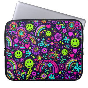 Groovy Psychedelic Smiley Face Laptop Hoes - 70s