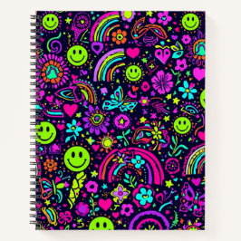 Groovy Psychedelic Smiley Face Notebook - Retro 70 Notitieboek