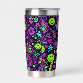 Groovy Psychedelic Smiley Face Tumbler - Retro 70s Geïsoleerde Drinkbeker (Links)