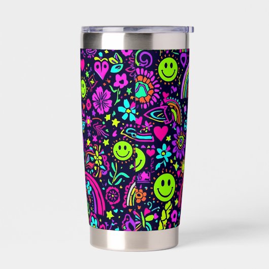 Groovy Psychedelic Smiley Face Tumbler - Retro 70s Geïsoleerde Drinkbeker (Links)