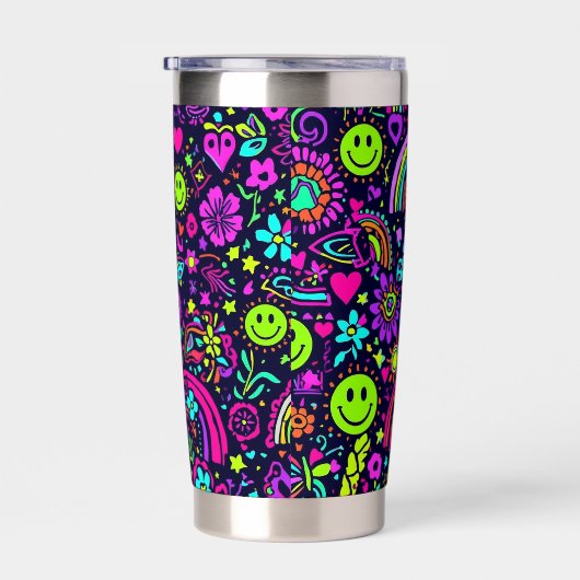 Groovy Psychedelic Smiley Face Tumbler - Retro 70s Geïsoleerde Drinkbeker (Rechts)