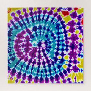 Groovy Psychedelic Spiral Tie Dye Batik Art Legpuzzel