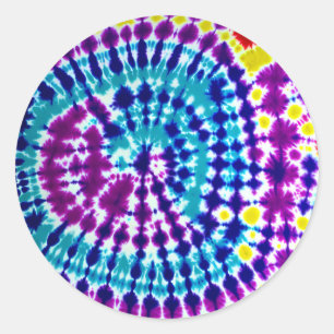 Groovy Psychedelic Spiral Tie Dye Batik Art Ronde Sticker