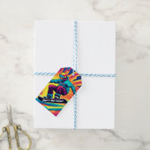 Groovy Psychedelic Teen Snowboarder Verjaardag Cadeaulabel (Met Touw)