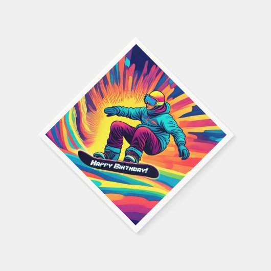 Groovy Psychedelic Teen Snowboarder Verjaardag Servet (Hoek)