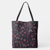 Groovy Psychedelic Tote Bag | 70s Rainbow & Smiley (Achterkant)
