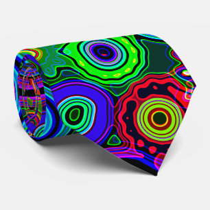 Groovy Psychedelisch Abstract Neon Patroon Stropdas