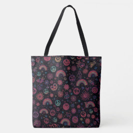 Groovy Psychedelische Boodschappentas | 70s Regenb Tote Bag
