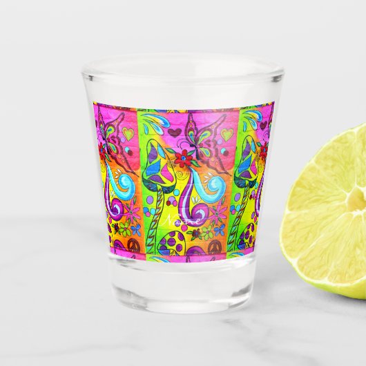 Groovy psychedelische paddenstoelen Thunder_Cove Shot Glas (Voorkant)
