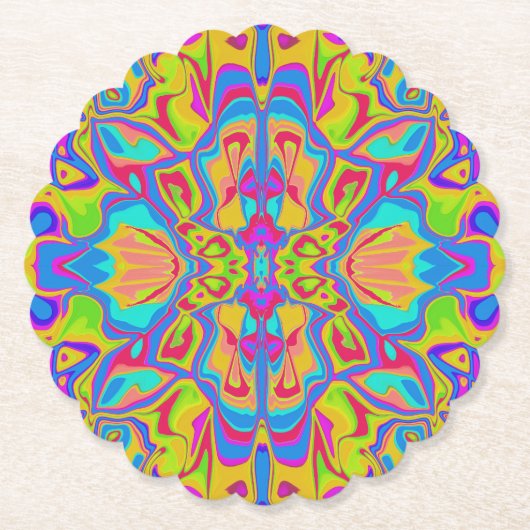 Groovy psychedelische symmetrie kartonnen onderzetters (Voorkant)