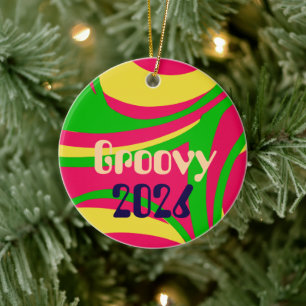 Groovy Psychodelische Versiering Keramisch Ornament