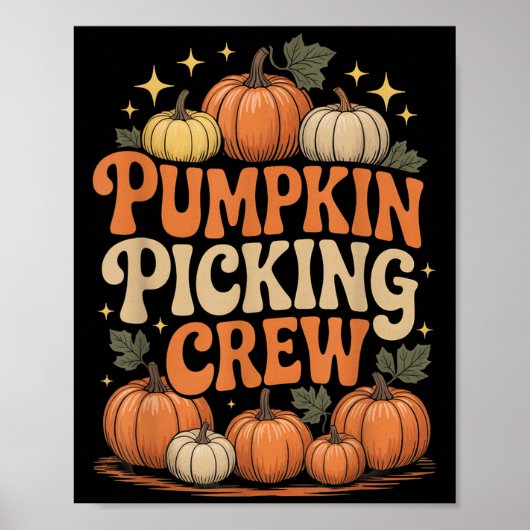 Groovy Pumpkin Cking Crew Matching Family Autumn F Poster (Voorkant)