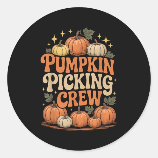 Groovy Pumpkin Cking Crew Matching Family Autumn F Ronde Sticker (Voorkant)