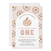 Groovy Pumpkin Daisies Retro Boho Eerste Verjaarda