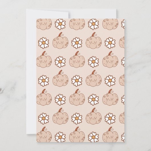 Groovy Pumpkin Daisies Retro Boho Eerste Verjaarda Kaart (Achterkant)