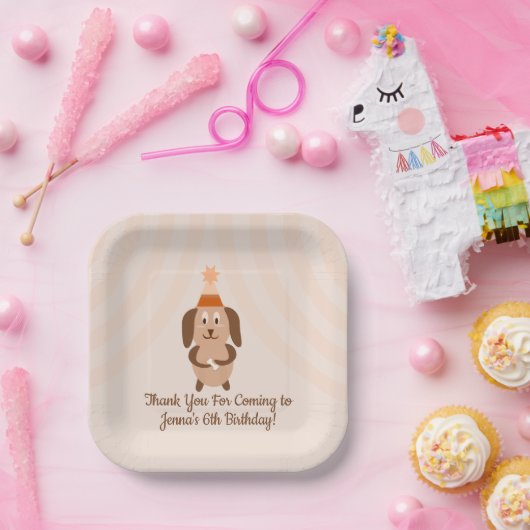 Groovy Puppy Birthday Party Papieren Bordje (Feest)
