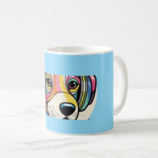 Groovy Puppy: een kleurrijke hond Koffiemok (Voorkant rechts)