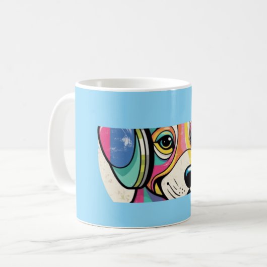 Groovy Puppy: een kleurrijke hond Koffiemok (Voorkant links)