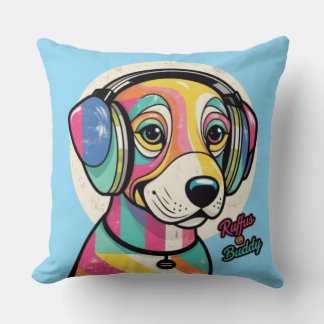 Groovy Puppy: een kleurrijke hond Kussen