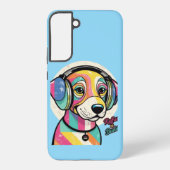 Groovy Puppy: een kleurrijke hond Samsung Galaxy Hoesje (Achterkant)
