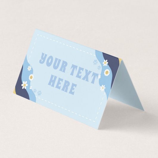 Groovy Puppy Food Tent for Birthday Party Blue Visitekaartje (Achterkant)