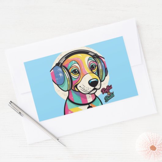 Groovy Puppy Rechthoekige Sticker (Envelop)