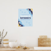 Groovy Puppy Welcome Sign Poster Birthday Blue (Keuken)