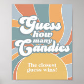 Groovy Raad eens hoeveel Snoepjes Retro Shower Gam Poster (Voorkant)