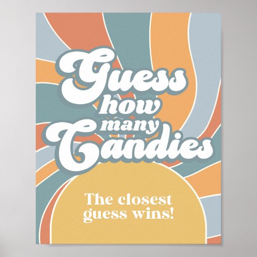 Groovy Raad eens hoeveel Snoepjes Retro Shower Gam Poster (Voorkant)