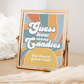 Groovy Raad eens hoeveel Snoepjes Retro Shower Gam Poster