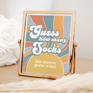 Groovy Raad eens hoeveel Sokken Baby shower terugg Poster