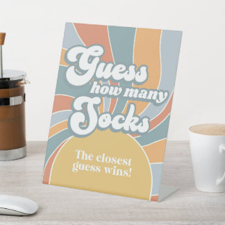 Groovy Raad eens hoeveel Sokken Baby shower terugg Reclamebord Met Voetstuk