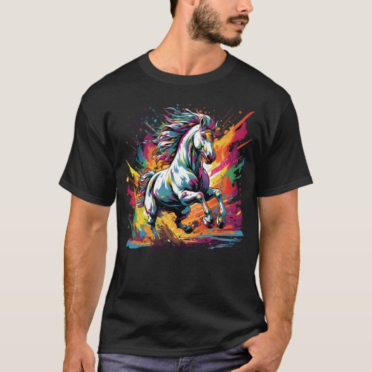 Groovy  Race Paard Pop Art T-shirt (Voorkant)