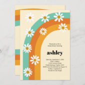 Groovy Rainbow 1970s Boho Daisy Vrijgezellenfeest Kaart (Voorkant / Achterkant)