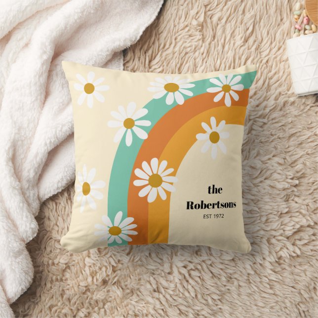 Groovy Rainbow 1970s Style Boho gepersonaliseerd Kussen (Deken)