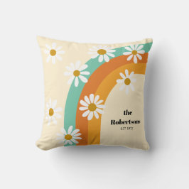 Groovy Rainbow 1970s Style Boho gepersonaliseerd Kussen