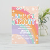Groovy Rainbow 1e Verjaardagsuitnodiging Kaart (Staand voorkant)
