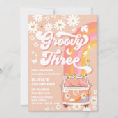 Groovy Rainbow 3e Verjaardagsuitnodiging Kaart (Voorkant)