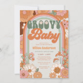 Groovy Rainbow Baby shower nodigt 70 s uit Kaart (Voorkant)
